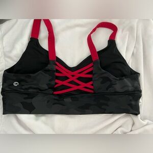 Vimmia black camo sports bra - red crisscross back